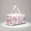 Travel Bag White Quilted Pretty Pink Bow Duffel