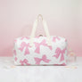 Travel Bag White Quilted Pretty Pink Bow Duffel