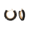 Hoops Black Bead Gold Wire Wrapped Earrings Women