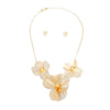 Collar Gold Metal Petal 3D Flower Necklace Women
