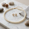 10mm Cream Glass Pearl Thread Knot Necklace