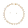 Chain Gold Pave Heart Link Necklace Set for Women