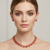 Chain Red Pave Heart Link Necklace Set for Women