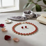 Chain Red Pave Heart Link Necklace Set for Women