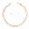Chain Gold Square Halo Baguette Iced Necklace Set