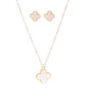 Pendant Vintage Cream Quatrefoil Gold Necklace Set