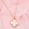 Pendant Vintage Cream Quatrefoil Gold Necklace Set