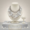 White Pearl 13 Strand Layered Silver Chain Necklace