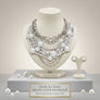 White Pearl 13 Strand Layered Silver Chain Necklace