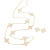 Long Necklace Gold Cream Monogram Flower Chain
