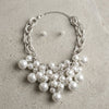 White Pearl Cluster Opulent Chunky Bib Necklace