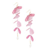 Fish Hook Pink Filigree Petal Dangle Earrings