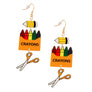 Fish Hook Crayons Pencil Scissor Earrings Women