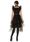 Black Costume Dress for Adults, Dark Gothic Dress with Belt, Perfect for Halloween Costume, Cosplay, and Birthday Party