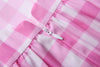 Diona Women Adult Girls Movie Doll Costume Margot Cosplay Pink and White Gingham Check Dress Halloween Christmas Party Birthday Dress Up