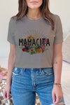 Diona J Mother's Day Mamacita Graphic Tee Shirt Short Sleeve Size S Sand Dune