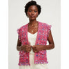 Silver Threaded Vest Luxe Plaid Tweed Pink Vest