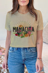 Diona J Mother's Day Mamacita Graphic Tee Shirt Short Sleeve Size M Tan