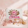Wristlet White and Pink Cowgirl Bead Zipper Pouch