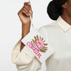 Wristlet White and Pink Cowgirl Bead Zipper Pouch