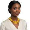 Glass Bead Yellow 4 Strand Tribal Layered Necklace
