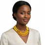 Glass Bead Yellow 4 Strand Tribal Layered Necklace