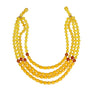 Glass Bead Yellow 4 Strand Tribal Layered Necklace