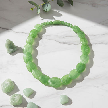 Bead Graduated Green Disc Barrel Clasp Necklace