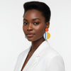 Drop Geo Stripe Retro-Chic Yellow Disc Earrings