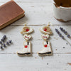 Dangle White Red Bead Cowboy Hat Boots Earrings