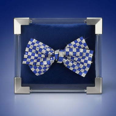 ZPB Merch Blue Clear Checker Stone Bow Hair Clip