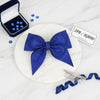 ZPB or SGRHO Blue Rhinestone Point Bow Hair Clip