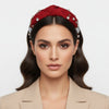 Headband Elephant Embroidered Burgundy Knot Style