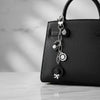 Keychain Black and White Camellia Charms Bag Clip