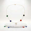 Stainless Steel Colorful 5 Motif Quatrefoil Necklace