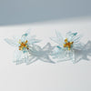 Stud Aqua Tropical Flower Oversized Petal Earrings