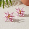 Stud Pink Tropical Flower Oversized Petal Earrings