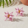 Stud Pink Tropical Flower Oversized Petal Earrings