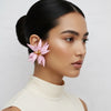 Stud Pink Tropical Flower Oversized Petal Earrings