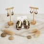 Stud Oval Leopard Gold Metal Tribal Earrings