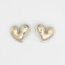 Stud Two Tone Gold Silver Chubby Heart Earrings