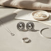 Stud Silver Organic Oval Domed Metal Earrings