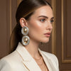 Drop Silver Organic Oval Gold Metal Domed Earrings