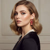 Stud Sweet Candy Red and Gold Crystal Earrings