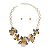 Collar Leopard Die Cut Gold Flower Artisan Necklace