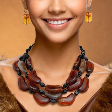 Beaded Brown Earth Inspired Palette Layer Necklace