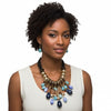 Beaded Blue Stone Global Artisan Leather Necklace