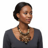 Beaded Brown Stone Global Artisan Leather Necklace