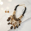 Beaded Brown Stone Global Artisan Leather Necklace
