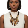 Beaded Brown Stone Global Artisan Leather Necklace
